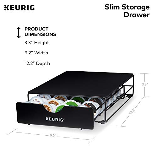 Keurig Slim Non-Rolling Storage Drawer, Coffee Pod Storage, Holds up to 24 Keurig K-Cup Pods, Black, Storage Drawer - 24ct
