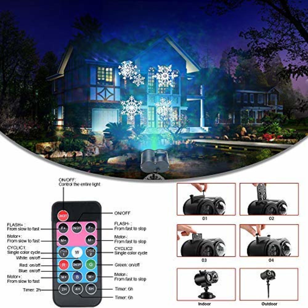 LEDshope LED Christmas Projector Lights,2-in-1 Ocean Wave Projector,16 Slides 10 Colors,Remote Control Indoor Outdoor for Holiday Lights 