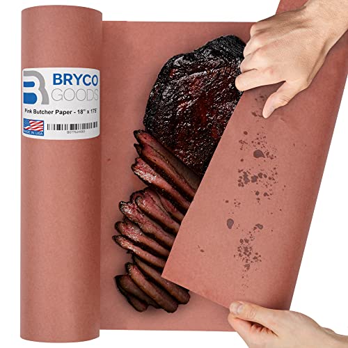 Bryco Goods Pink Butcher Paper Roll - 18 Inch x 175 Feet (2100 Inch) - Food Grade Peach Wrapping Paper for Smoking Meat of all Varieties - M