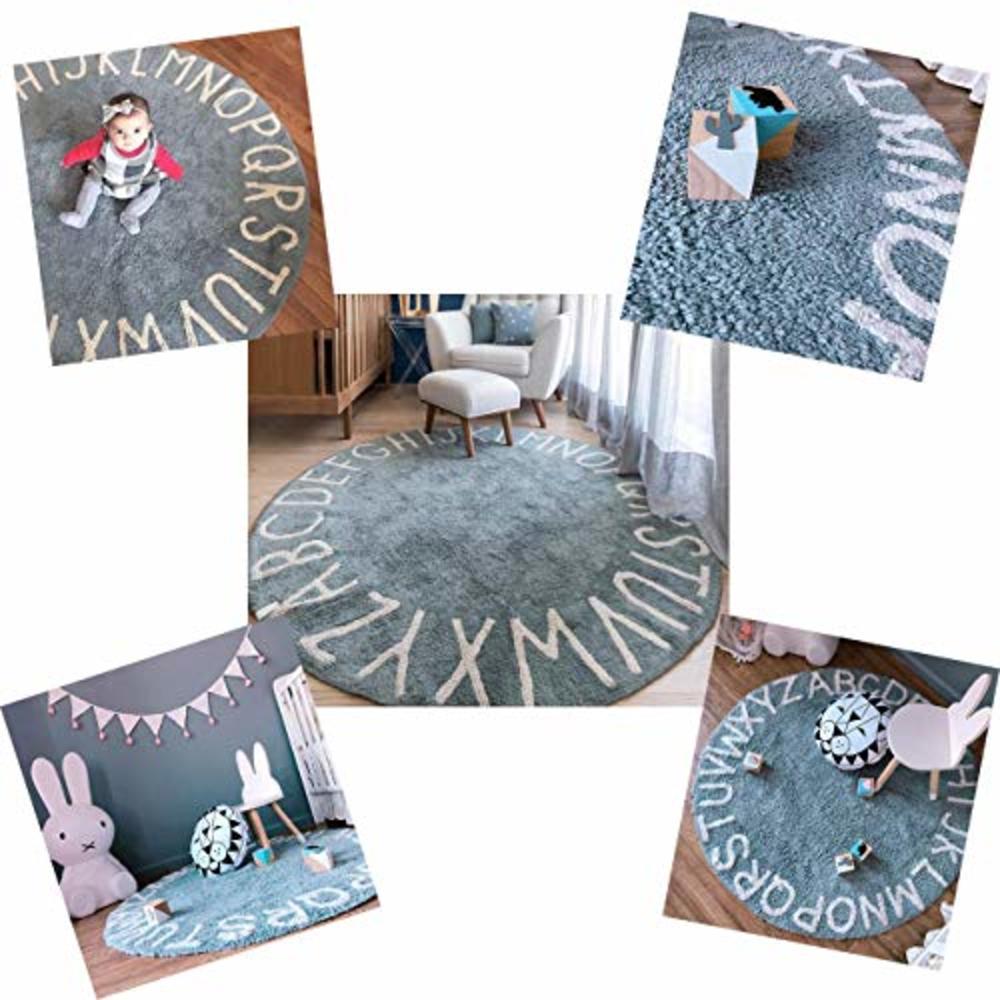 blue page ABC Kids Rug Alphabet Educational Area Rugs for Infant Toddlers - Soft Playtime Collection, Learning & Game Round Carpet for Bed