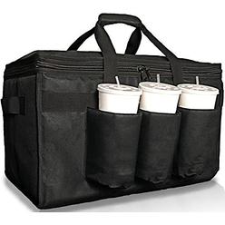 Freshie Insulated Food Delivery Bag with Cup Holders/Drink Carriers Premium XXL, Great for Beverages, Grocery, Catering, DoorDas