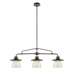 globe electric 64845 nate 3-light pendant, oil rubbed bronze, clear glass shades
