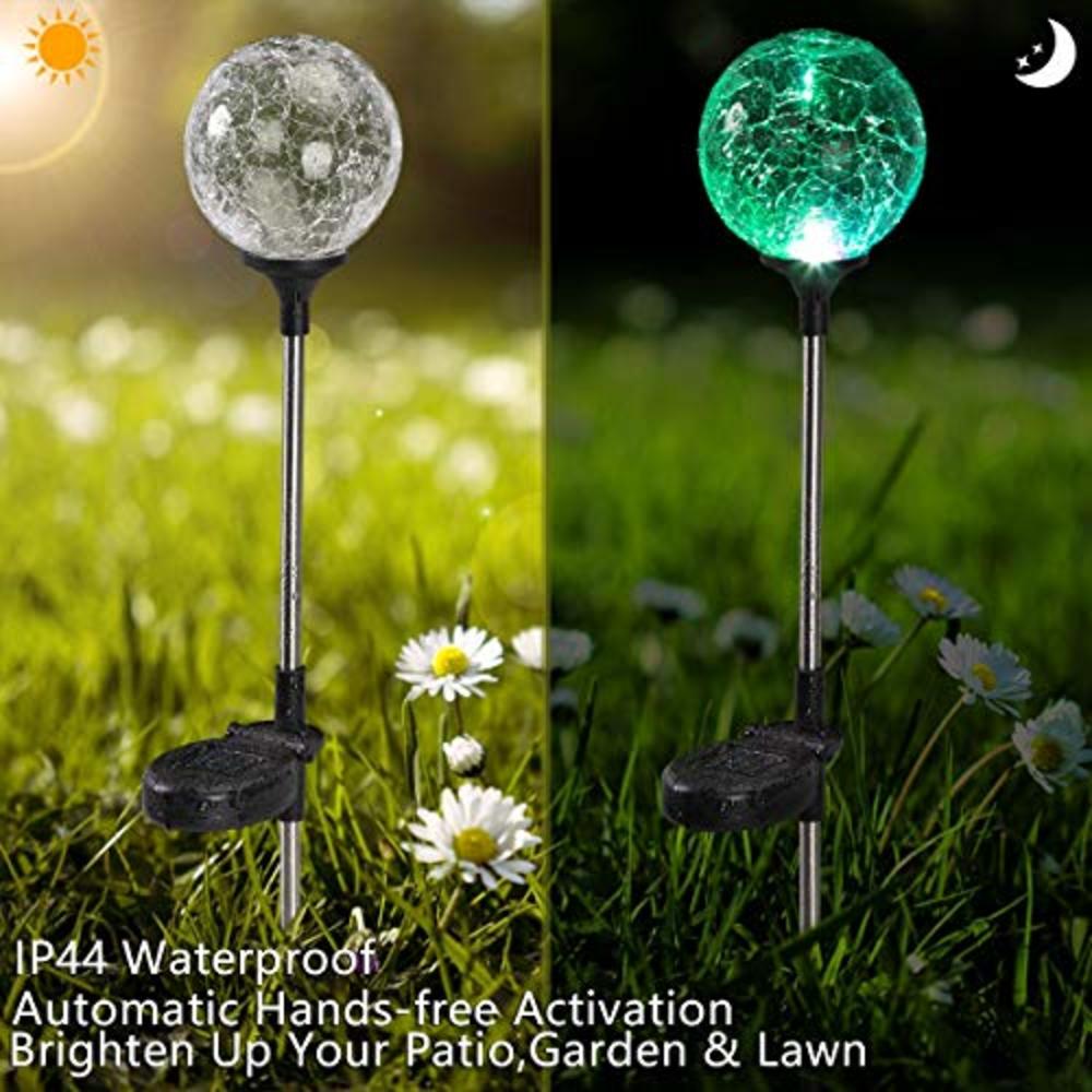 Solpex Solar Globe Lights Outdoor, Cracked Glass Ball Dual LED Garden Lights,Color-Changing Outdoor Landscape Garden Light Chris