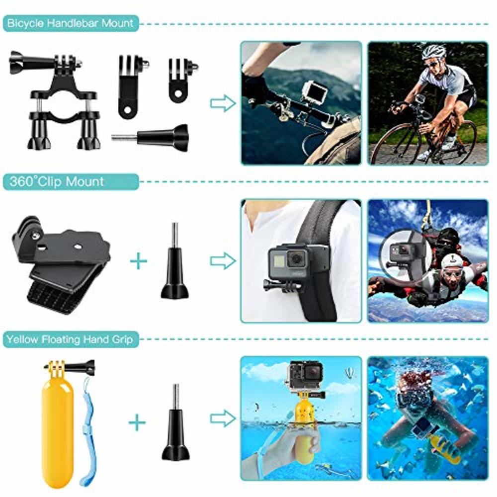 Oversigt Cusco Kong Lear a803-2 SmilePowo 51-in-1 Action Camera Accessories Kit for GoPro Hero 10 9  8 Max 7 6 5 4 3 3+ 2 1 Black GoPro 2018 Session Fusion Silve