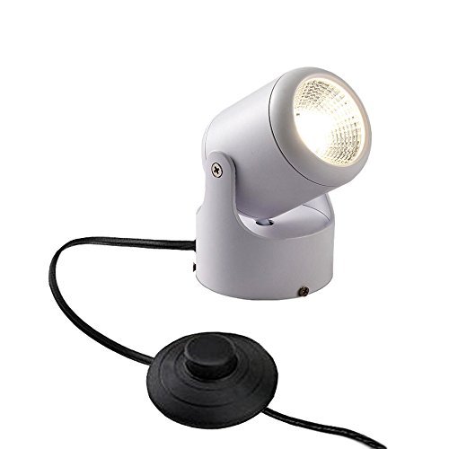 Kiven LED Accent Uplight w/Foot Switch? Handheld Sized Portable Spot Light, White
