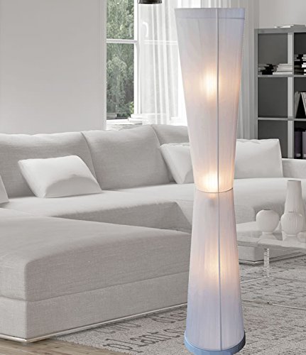 NobleSpark New White Modern Contemporary Floor Lamp Zk010l Handmade Art Decor Design Wood Base Fabric and Plastic Shade Lighting for Living