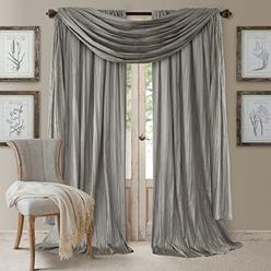 Elrene Home Fashions Athena Faux Crushed-Silk Window Curtain Panel and Valance Set, 52"x84" (2 Panels) & 1 Valance, Sterling