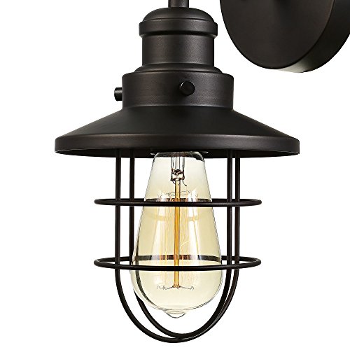 Globe Electric 59123 Beaufort 1-Light Wall Sconce, Dark Bronze, Removable Cage Shade