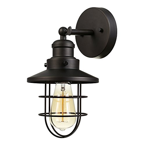 Globe Electric Beaufort 1-Light Wall Sconce, Dark Bronze, Removable Cage Shade,59123