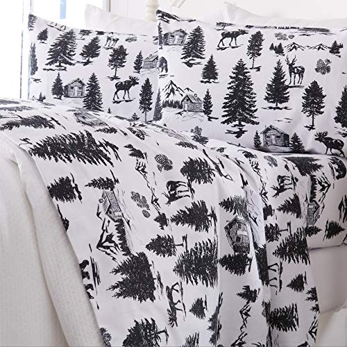 Great Bay Home - 100% Turkish Cotton Queen Flannel Sheet Set. Heavyweight, Warm, Winter Rustic Bed Sheets. Pre-Shrunk & Anti-Pil