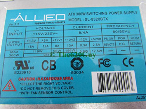 Allied Electronics Allied SL-8320BTX 300W 24 Pin 4 Pin +12V Switching ATX Power Supply AL-A300ATX