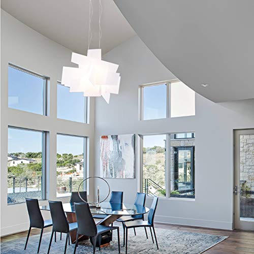 Mzithern Modern Chandelier Lighting Milky Acrylic Panel Geometric Explosion Pendant LED R7s Contemporary Ceiling Light Fixtures 