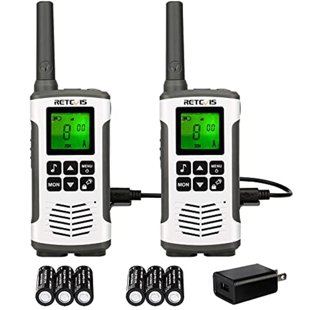 Retevis RT45 Walkie Talkies Rechargeable,Long Range 2 Way Radio for Adults,NOAA Weather Alert 22CH,with 1000mAh AA Batteries,Two