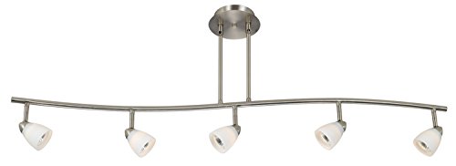 Cal Lighting SL-954-5-BS/WH Track Lighting with White Glass Shades, Brushed Steel Finish