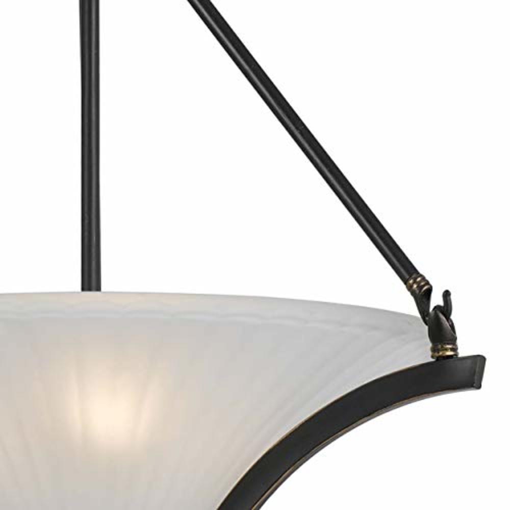 Benjara 3 Bulb Pendant with Glass Shade and Metal Frame, Black and White