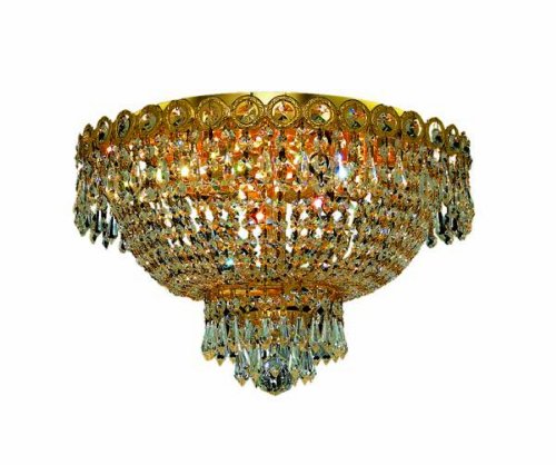 Elegant Lighting 1900F16G/RC Century 10-Inch High 4-Light Flush Mount, Gold Finish with Crystal (Clear) Royal Cut RC Crystal