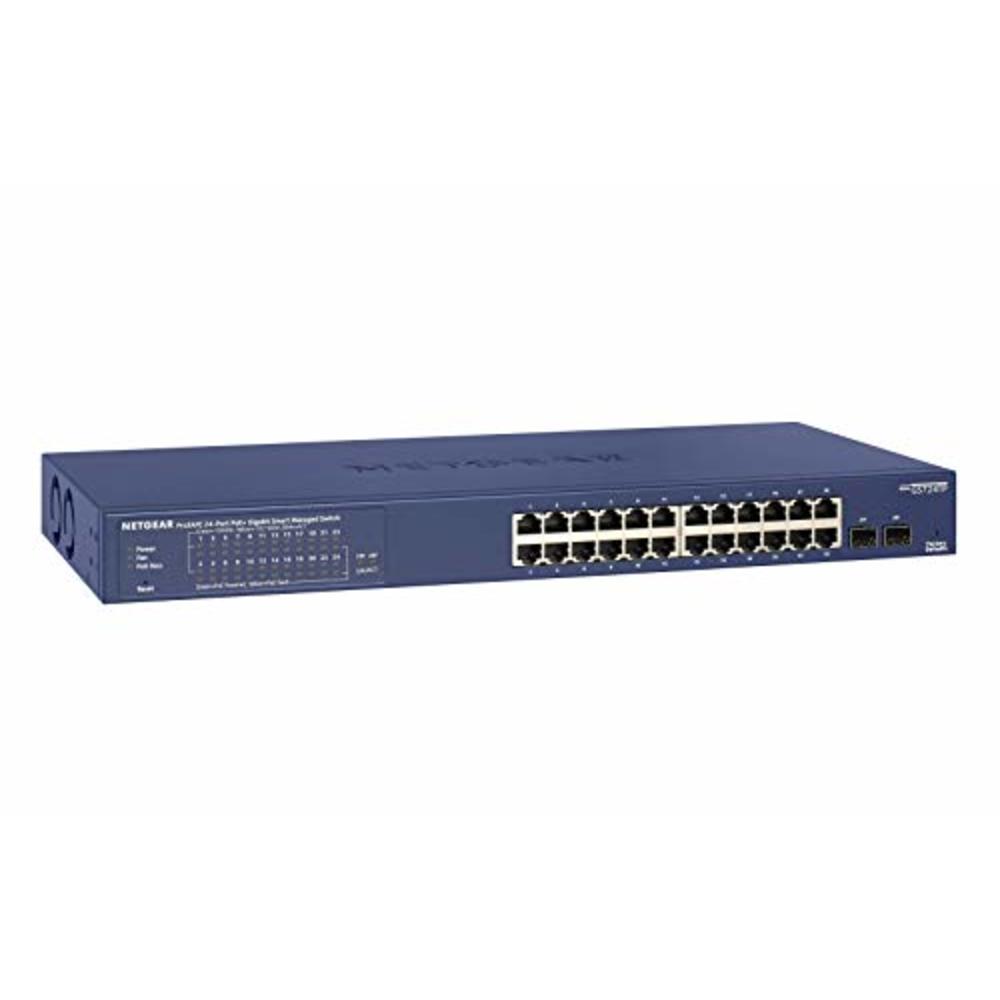 NETGEAR 26-Port PoE Gigabit Ethernet Smart Switch (GS724TP) - Managed, 24 x 1G, 24 x PoE+ @ 190W, 2 x 1G SFP, Optional Insight C