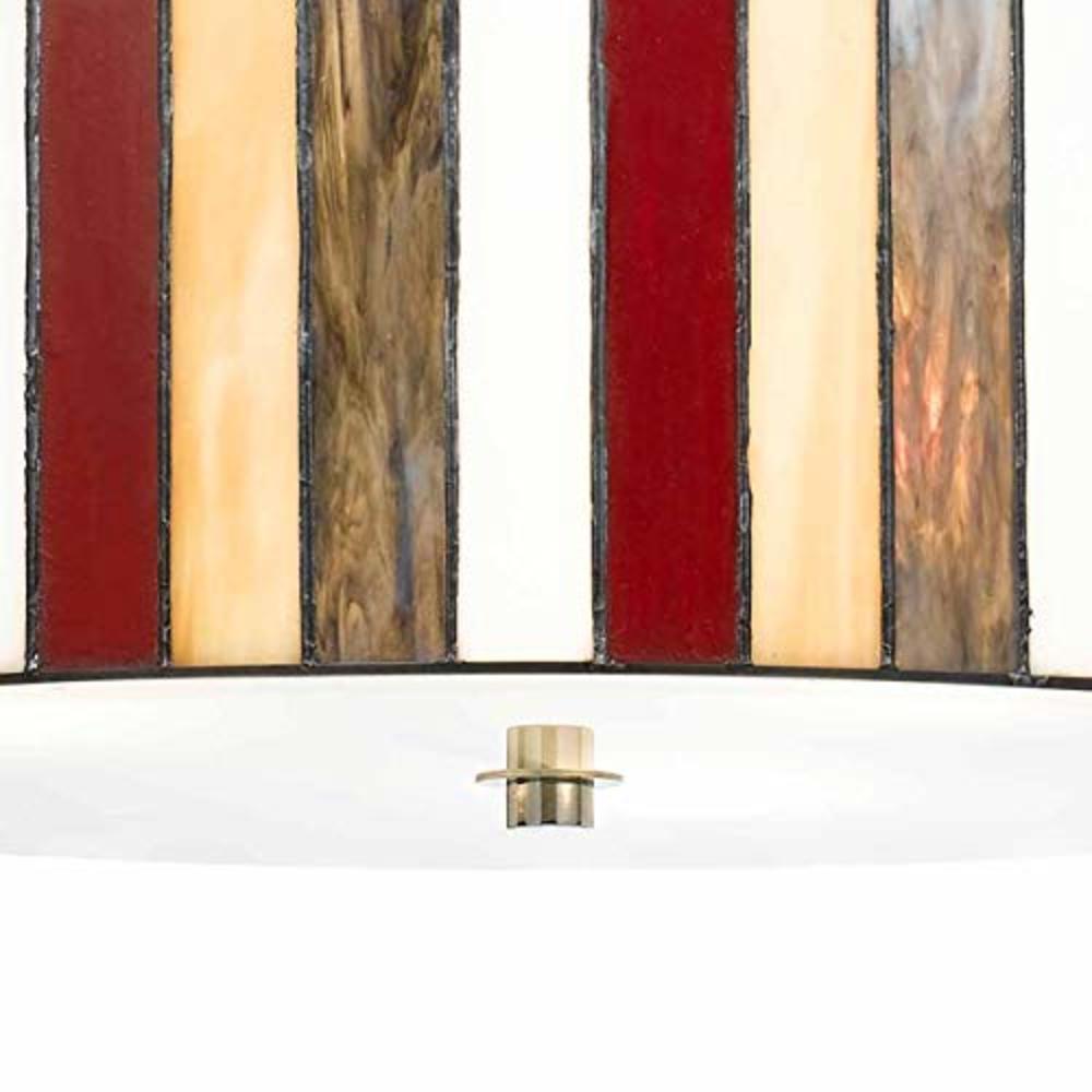 Benjara 3 Bulb Glass Drum Chandelier with Stripe Pattern, Multicolor