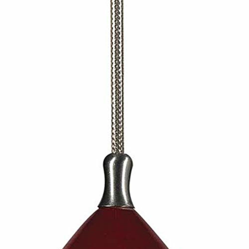Benjara Oval Glass Shade Pendant Lighting with Cord, Set of 4, Red and Silver