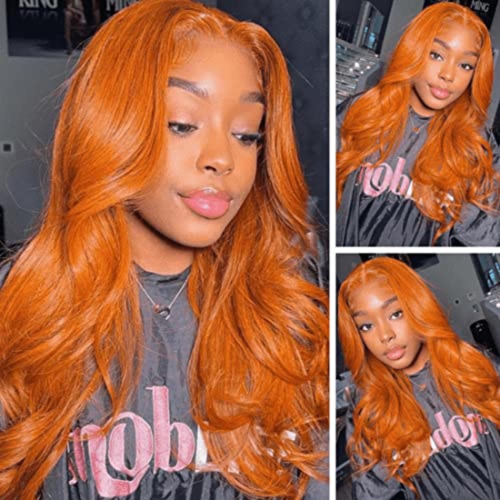 Nadula Hair Orange Ginger Body Wave 13x4 Lace Front Human Hair Wigs with  Baby Hair Preplucked