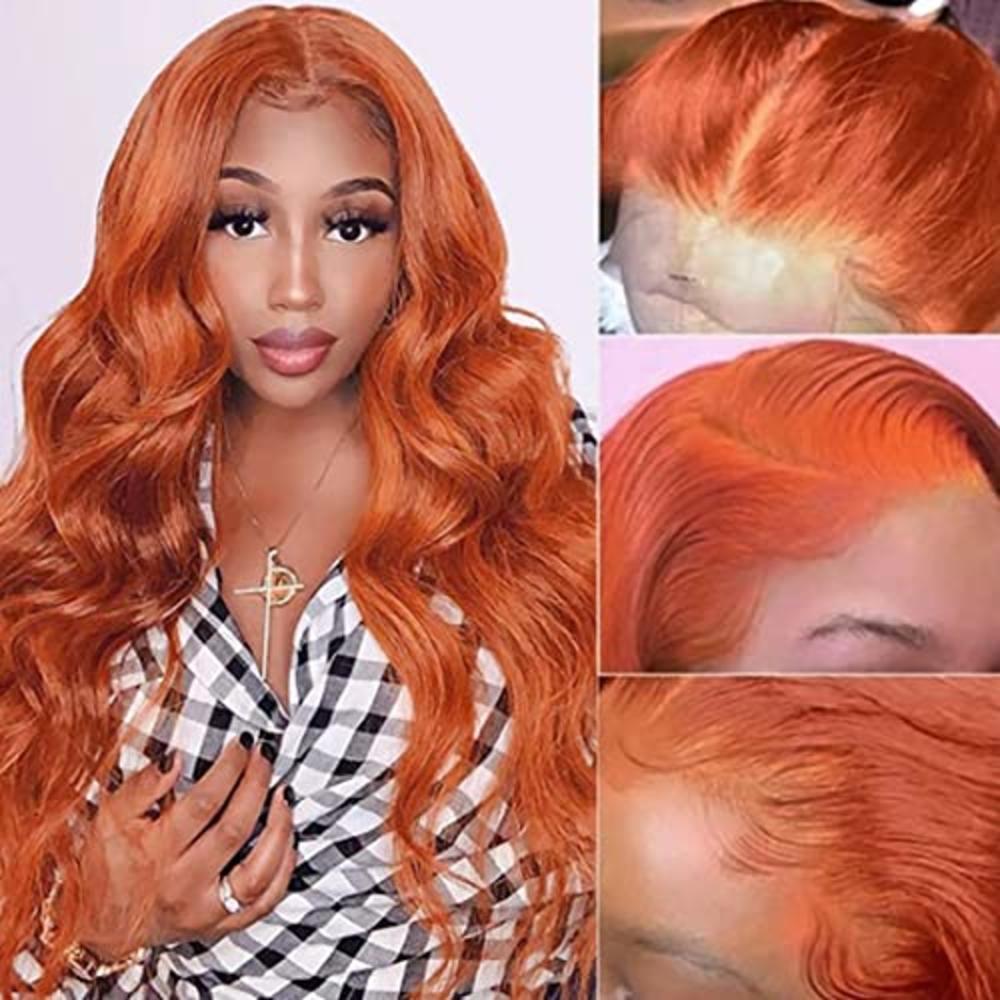 Nadula Hair Orange Ginger Body Wave 13x4 Lace Front Human Hair Wigs with  Baby Hair Preplucked