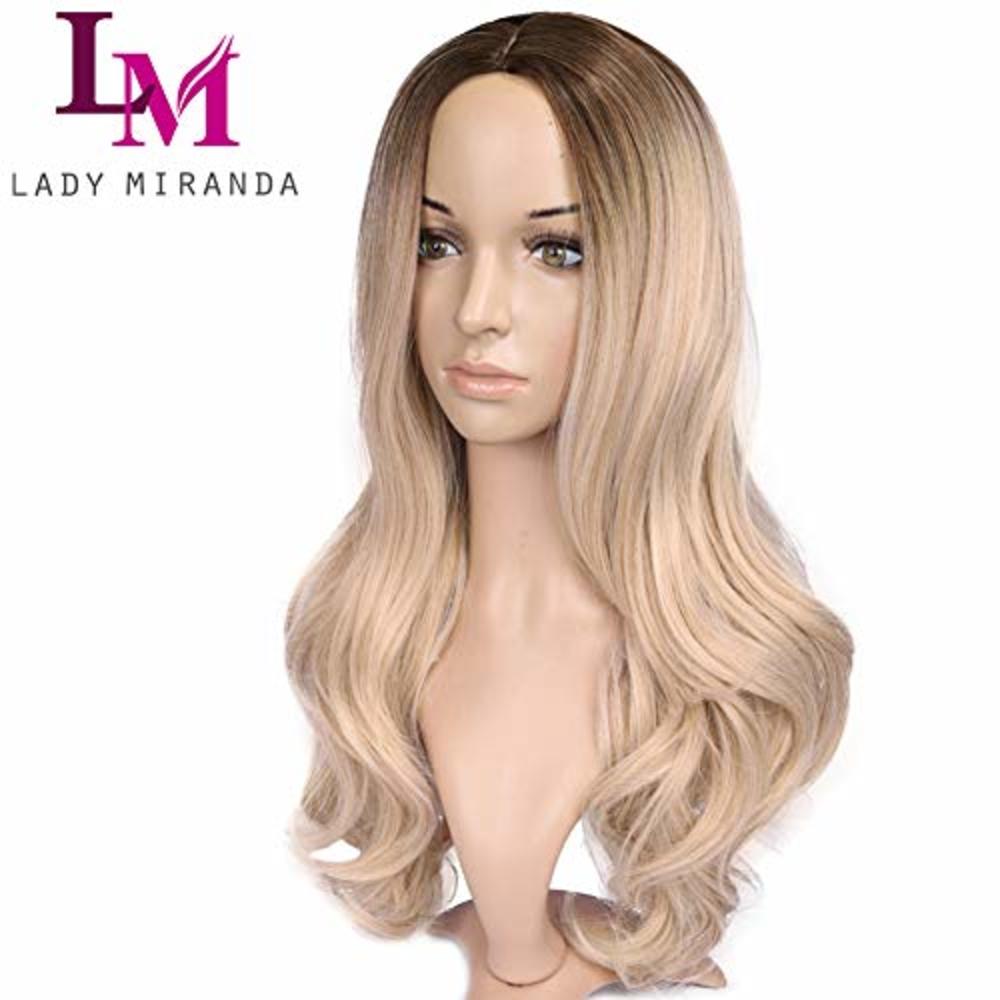 Lady Miranda Ombre Wig Brown to Ash Blonde High Density Heat Resistant  Synthetic Hair Weave Full