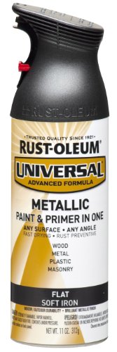 Rust-Oleum 271473 Universal All Surface Spray Paint, 11 oz, Metallic, 11 Ounce (Pack of 1), Flat Soft Iron