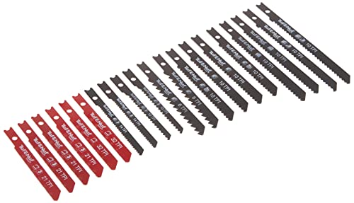 Task Tools 09962 Universal Shank Jig Saw Blade Set with Pouch, 20-Piece, Assorted Blades for Wood, Metal, Drywall, Tile, Pastic 