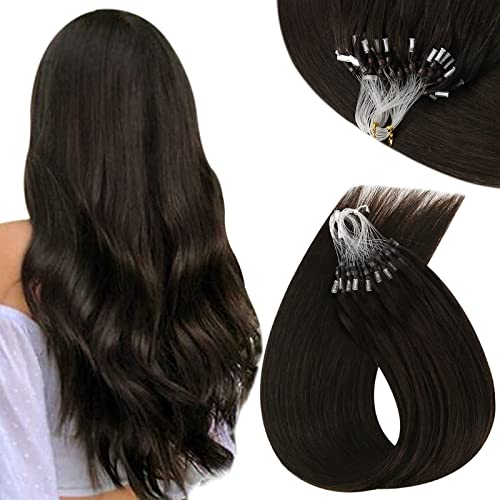 Sunny Hair Sunny Microlink Hair Extension Natural Silky Straight Micro Ring Hair  Extensions Darkest Brown #2 Microbeads Hair Extensions Rem