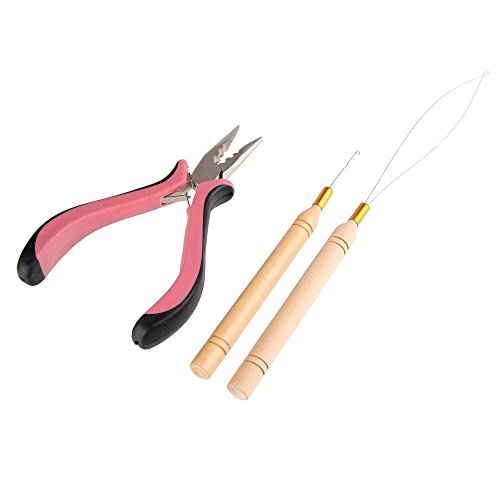 Beauty7 Hair Extension Kit Plier Plus Hair Hooks for Feather Hair & Stick I  Tip Hair & Micro Loop Hair (Plier & hookAB)
