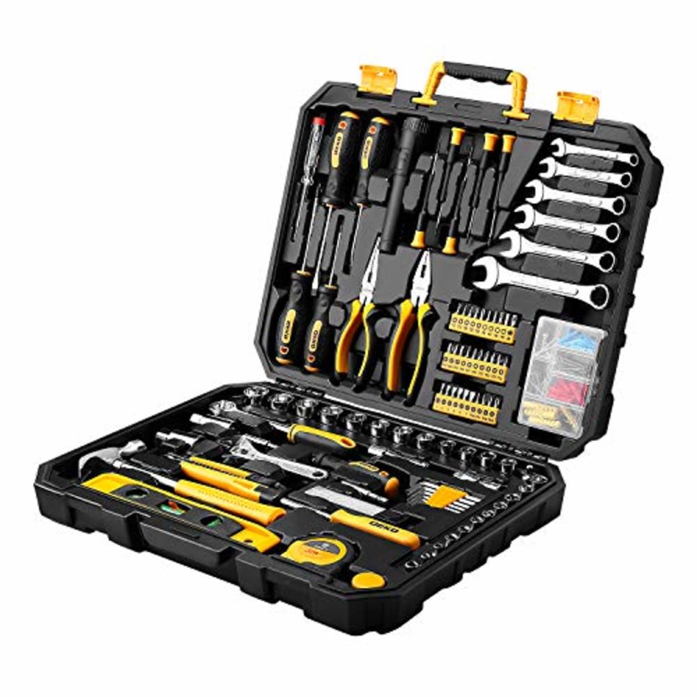 DEKOPRO 208 Piece Tool Set,General Household Hand Tool Kit with Plastic Toolbox Storage Case