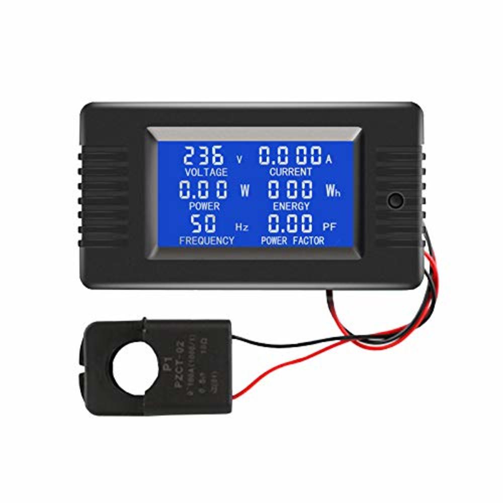 Morning Group AC Current Voltage Amperage Power Energy Panel Meter LCD Digital Display Ammeter Voltmeter Multimeter with Split Core Current Tr