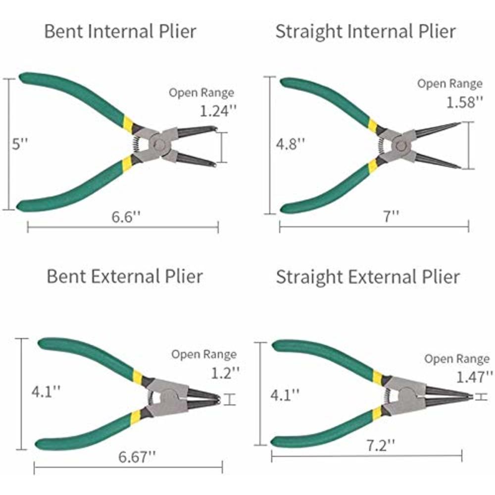 SDFSX 4 Pcs Snap Ring Pliers Set, 7-Inch Internal/External Snap Ring Pliers Set, Heavy Duty External/Internal Circlip Pliers wit