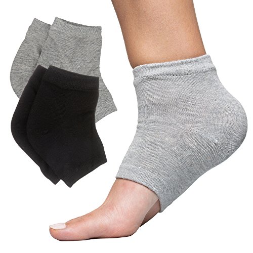 ZenToes Moisturizing Heel Socks 2 Pairs Gel Lined Toeless Spa Socks to Heal and Treat Dry, Cracked Heels While You Sleep (Regula