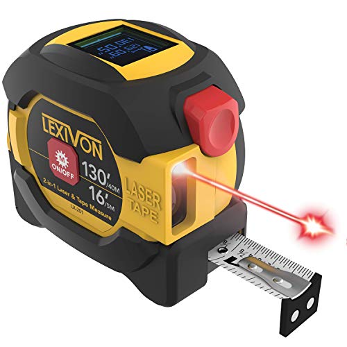 LEXIVON 2 in 1 Digital Laser Tape Measure | 130ft/40m Laser Distance Meter Display On Backlit LCD Screen with 16ft/5m AutoLock M