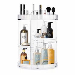 COOLBEAR 360 Rotating Makeup Organizers and Storage, COOLBEAR Spinning Cosmetic Display Case with 6 Adjustable Layers for Bathroom Vanity