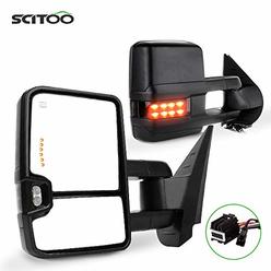 SCITOO Towing Mirrors Exterior Mirrors fit for Chevy for GMC 2007-2013 for Silverado/for Sierra Pair Rear View Mirrors with Powe