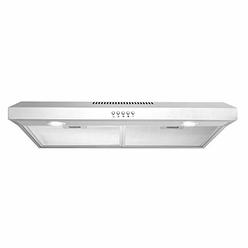 cosmo 5u30 30-in under-cabinet range hood 250-cfm with ducted/ ductless convertible top/ back duct, slim kitchen over stove ven