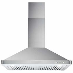 Cosmo 63175 30 in. Wall Mount Range Hood with 380 CFM, Ducted, 3-Speed Fan, Permanent Filters, LED Lights, Chimney Style Over St