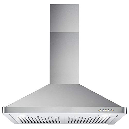Cosmo 63175 30 in. Wall Mount Range Hood with Efficient Airflow, Ducted, 3-Speed Fan, Permanent Filters, LED Lights, Chimney Sty