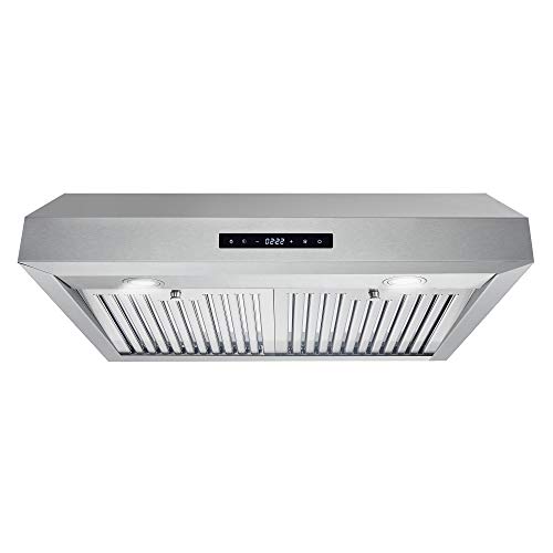 Cosmo UMC30 30 in. Under Cabinet Stainless Steel Range Hood with LED Light, 380 CFM, Permanent Filter, Convertible from Ducted t