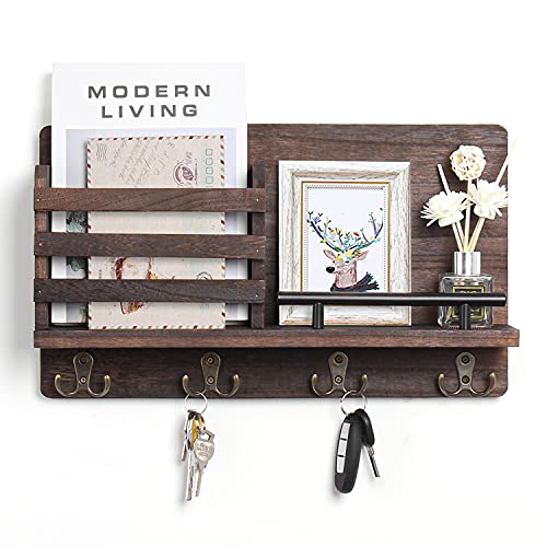 Bosidu Wooden Mail And Key Holder For Wall Decorative Rustic Mounted Organizer With 4 Double Hooks 1 Sorter P - Wooden Wall Mount Mail Organizer Bosidu Wooden Mail And Key Holder For Wall Decorative Rustic Mounted Organizer With 4 Double Hooks 1 Sorter P - Wooden Wall Mount Mail Organizer