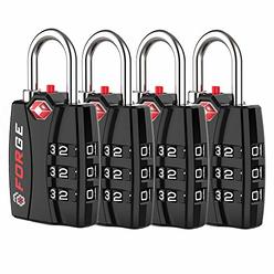 Forge TSA Luggage Combination Lock - Open Alert Indicator, Easy Read Dials, Alloy Body- Ideal for Travel, Lockers, Bags (Black 4