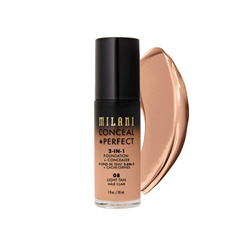 Milani Conceal + Perfect 2-in-1 Foundation + Concealer - Light Tan (1 Fl. Oz.) Cruelty-Free Liquid Foundation - Cover Under-Eye 