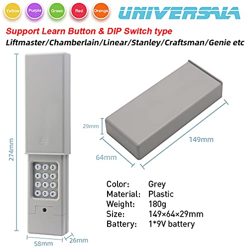 x x-house Universal Garage Door Keypad Wireless Keyless Entry Keypad Compatible Chamberlain/LiftMaster/Craftsman/Linear etc Garage Door Op