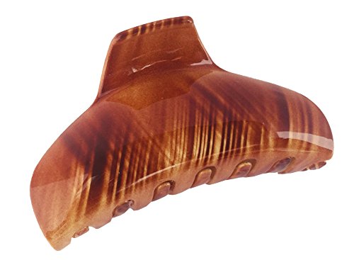Parcelona French Fat Captain Beige Wave Medium 2 3/4" Covered Spring Celluloid Jaw Hair Claw Clip