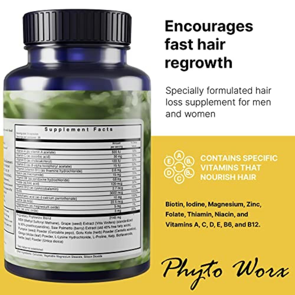 Phytoworx Hair Growth Supplement | Premium Vegan Hair Grow Vitamins Against Hair  Loss | for Men