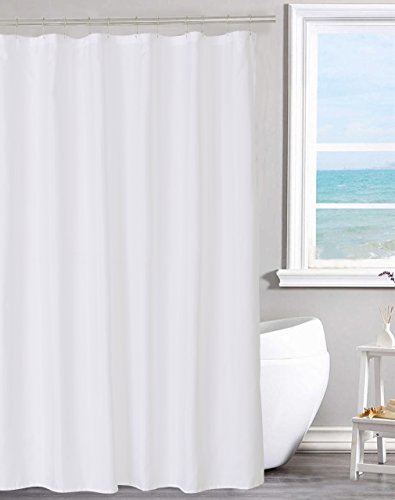 N&Y HOME Fabric Shower Curtain Liner Solid White with Magnets, Hotel Quality, Machine Washable,70 x 72 inches for Bathroom, 70"x