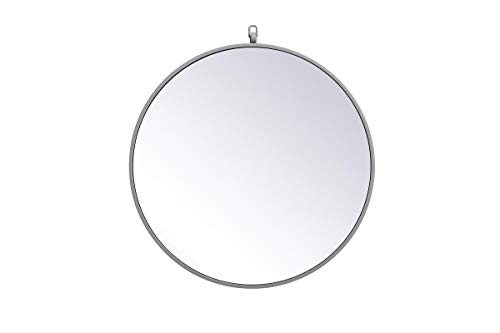 Elegant Decor MR4051GR 24 in. Metal Frame Round Mirror with Decorative Hook&#44; Grey