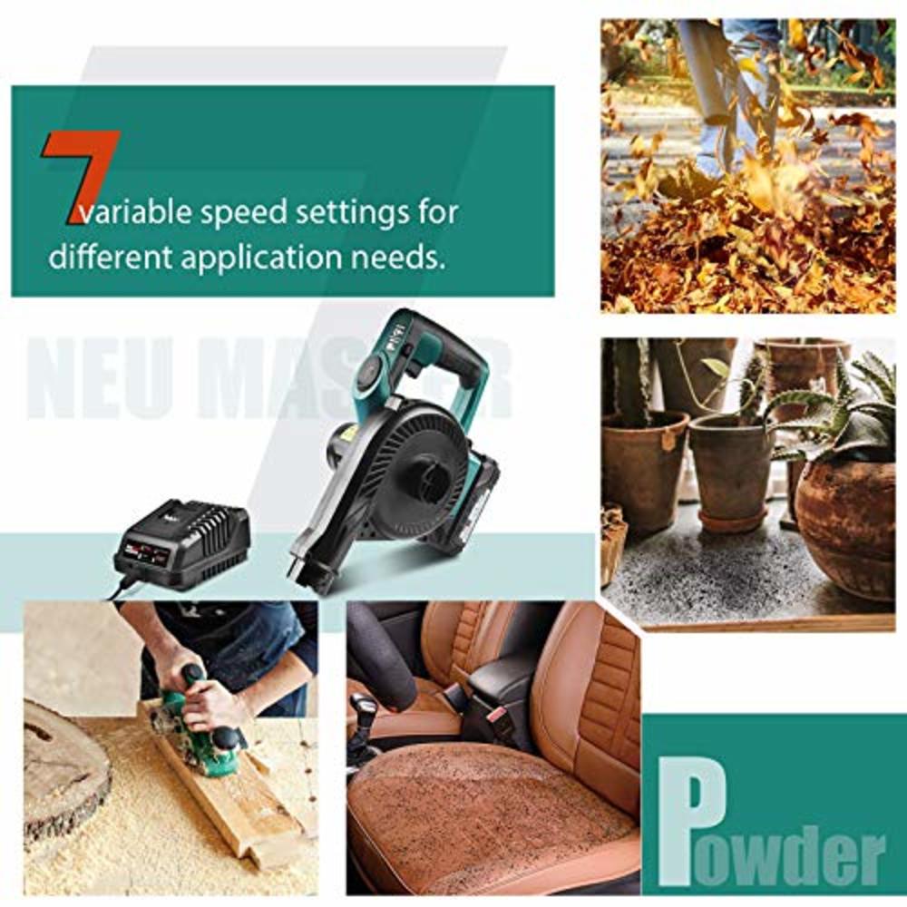 NEU MASTER Cordless Leaf Blower, NEU MASTER 2-in-1 Portable leaf Blower & Vacuum with 20V 2.0Ah Lithium Battery & Charger, Electric Leaf Sw